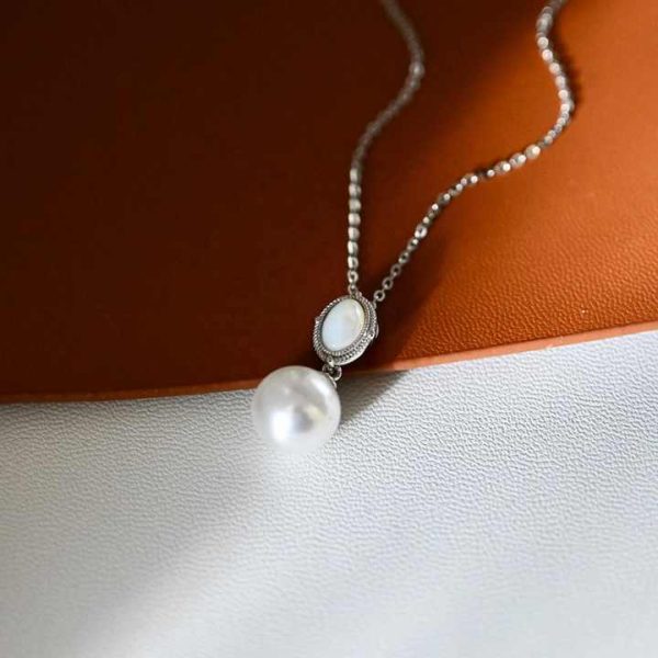 P1619 11-12mm DIY Natural Freshwater Pearl Charm Pendant Necklace Accessory 925 Sterling Silver Jewelry for Women Without Chain