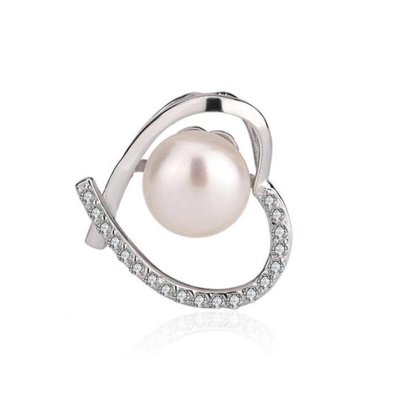 Custom logo love Heart Shape 925 Sterling Silver Freshwater Pearl Pendant for Women