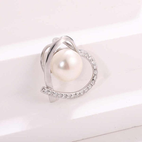 Custom logo love Heart Shape 925 Sterling Silver Freshwater Pearl Pendant for Women