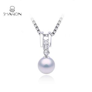 Bridal Single Pearl Necklace Pearl Wedding Necklace Sterling Silver Freshwater Cultured Pearl Pendant Necklace