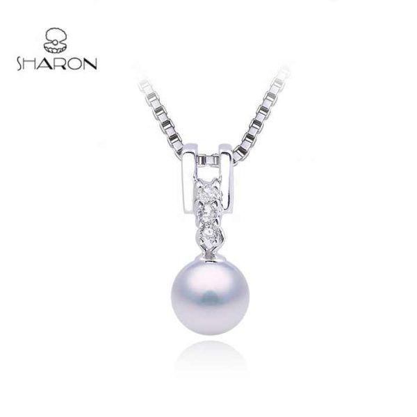 Bridal Single Pearl Necklace Pearl Wedding Necklace Sterling Silver Freshwater Cultured Pearl Pendant Necklace