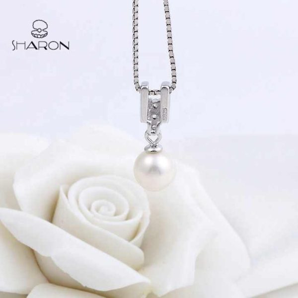 Bridal Single Pearl Necklace Pearl Wedding Necklace Sterling Silver Freshwater Cultured Pearl Pendant Necklace