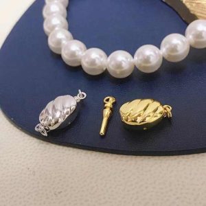 925 Sterling Silver 18K Gold Plated Freshwater Pearl Clasp for Necklace Bracelet Jewelry Making