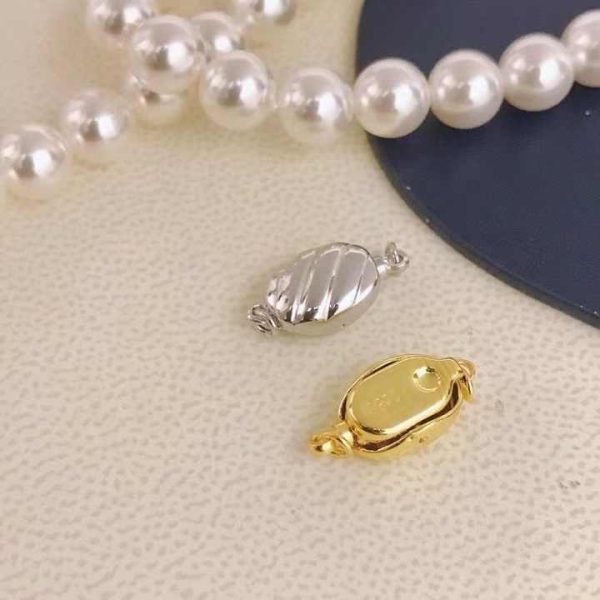 C019 925 Sterling Silver 18K Gold Plated Pearl Clasp for Jewelry Wholesale Metal Cord Ends Clasp Necklace or Bracelet Clasp