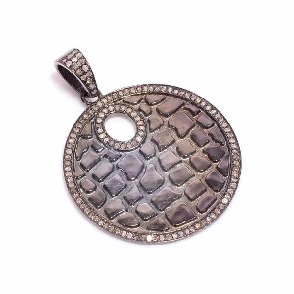 Luxury Diamond Micro Pave 925 Sterling Silver Pendant Unique Design Black Plated Fine Jewelry with Pearl Customizable Charms
