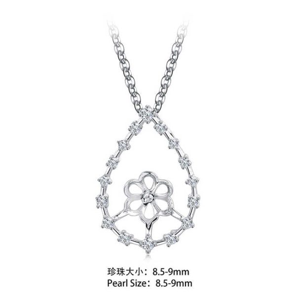 925 Sterling Silver Pendants Freshwater Mounting Jewellery Classical Pearl Necklace Handmade Components