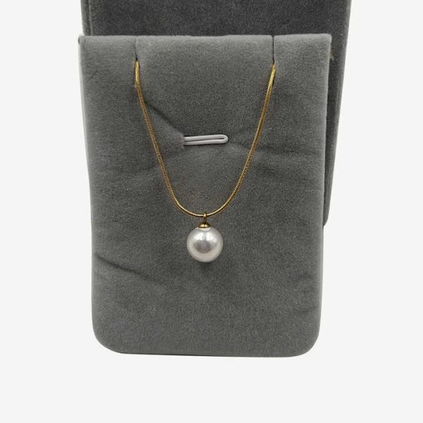 Wholesales Natural Freshwater Round Pearls Pendant Choker Necklace,stainless Steel PVD 18k Gold Plating Snake Chain 9-10 mm AAA