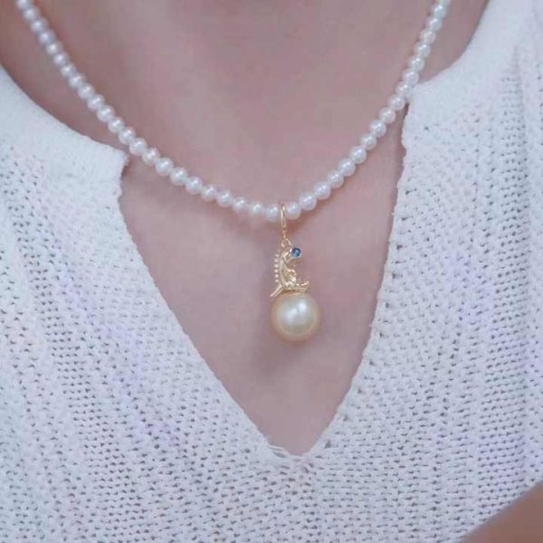 P5036 11-12mm Sterling Silver 18k Gold Plated Freshwater Pearl Beads Pendant Accessory DIY Mountings Wedding Jewelry Wholesale