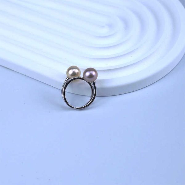 Customized Wholesale Minimalist 925 Sterling Silver Pearl Finger Rings for Girls Elegant Round Freshwater Pearl Ring