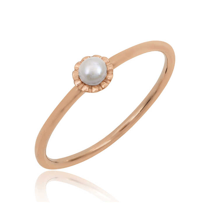 Fine Jewelry Rose Gold Plated 925 Sterling Silver Pearl Gemstone Minimalist Ring Wholesale Suppliers