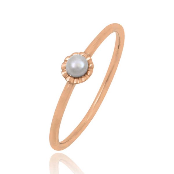 Fine Jewelry Rose Gold Plated 925 Sterling Silver Pearl Gemstone Minimalist Ring Wholesale Suppliers