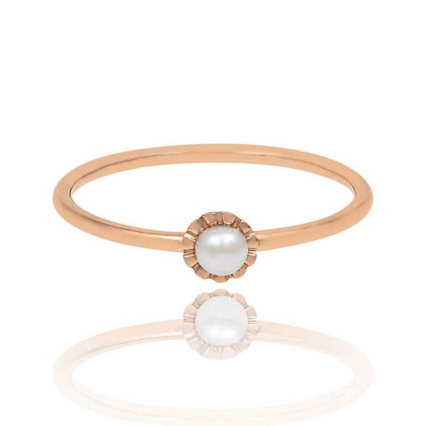 Fine Jewelry Rose Gold Plated 925 Sterling Silver Pearl Gemstone Minimalist Ring Wholesale Suppliers
