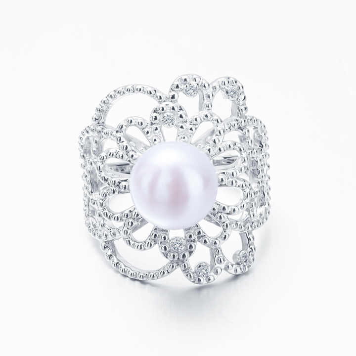 S925 Pure Silver Pearl Ring, Female Niche Design, Light Luxury, High-end Feeling, Cool Style, Instagram Trendy Fashion