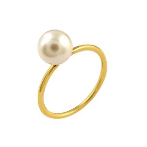 Classic Gold Plated 925 Sterling Silver Open Pearl Natural Gemstone Ring