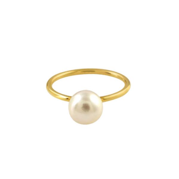 Classic Gold Plated 925 Sterling Silver Open Pearl Natural Gemstone Ring