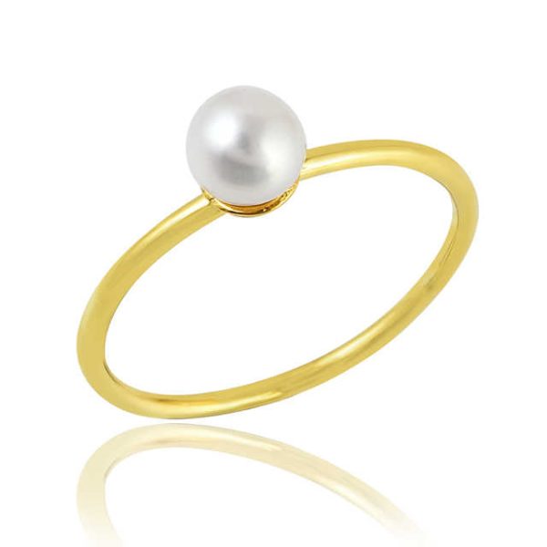 Classic Gold Plated 925 Sterling Silver Open Pearl Natural Gemstone Ring