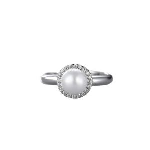 Hot Selling Exquisite Luxury Adjustable Rings Shiny Zirconia 925 Sterling Silver Rings Classic Designed Pearl Rings