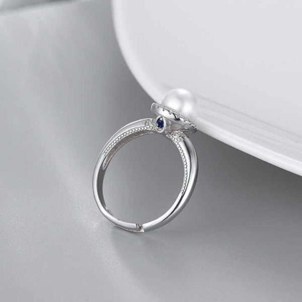 Hot Selling Exquisite Luxury Adjustable Rings Shiny Zirconia 925 Sterling Silver Rings Classic Designed Pearl Rings