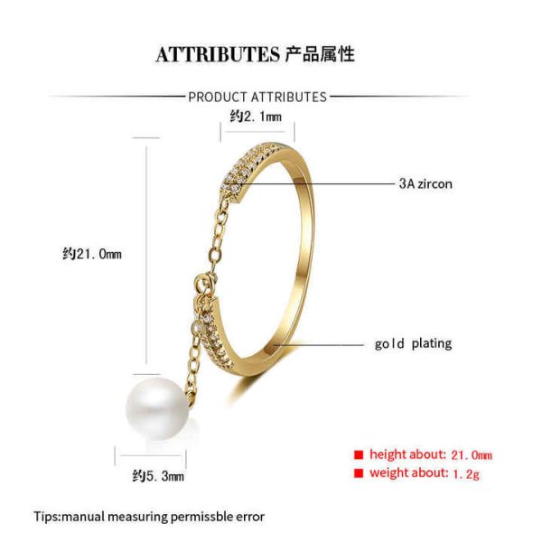 Fashion Adjustable Jewelry China Female Pearl Ring Designs for Women