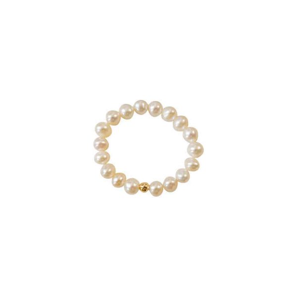 3-3.5mm Freshwater Intense Light Nearly Round Baby Pearl Ring With 18k Gold Laser Beads