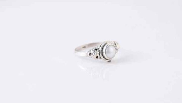 925 Sterling Silver Vintage Pearl and Gemstone Eternity Ring for Anniversary Engagement Wedding
