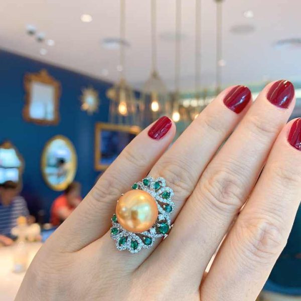 Natural Freshwater Pearl Ring 925 Sterling Silver Adjustable Size Women's Engagement Jewelry Ring Banquet Jewelry Ring