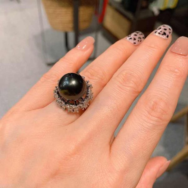 Natural Freshwater Pearl Ring 925 Sterling Silver Adjustable Size Women's Engagement Jewelry Ring Banquet Jewelry Ring