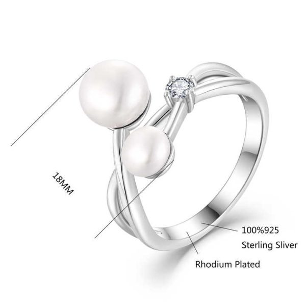 Yh Jewellery Fashion Design Jewelry 925 Sterling Silver Zircon Rings Fine Jewelry Wholesale Delicate Natural Pearl Ring