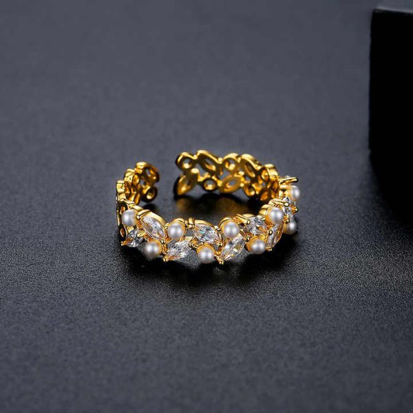 XY Fashion New Arrival Korean Style Adjustable Open Pearl Ring for Women Direct from Factory