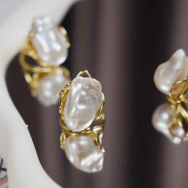 Luxury Bohemian Women's Baroque Freshwater Pearl Ring for Gift Party Wedding Anniversary Engagement