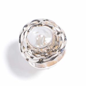 Handmade Baroque Pearl Ring 925 Sterling Silver Jewelry for Wedding Engagement Anniversary Gifts