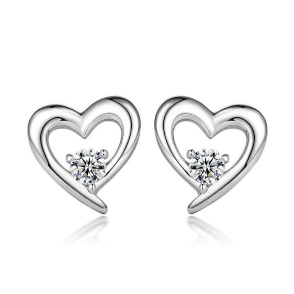 New European and American Trendy S925 Sterling Silver Heart-Shape Earrings with Zircon Female Minority Light Luxury Accessory