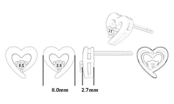 New European and American Trendy S925 Sterling Silver Heart-Shape Earrings with Zircon Female Minority Light Luxury Accessory