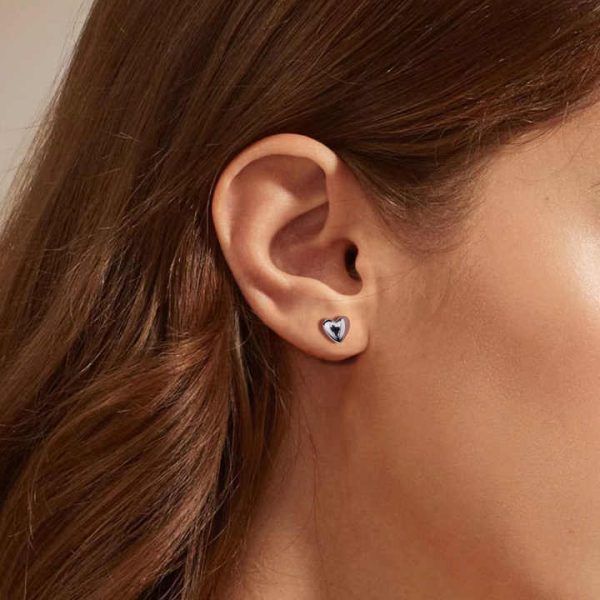NEW Fashion 925 Silver Plain Simple Heart Stud Earrings Jewelry 18K Gold Plated Sterling Silver Stud Earrings for Women