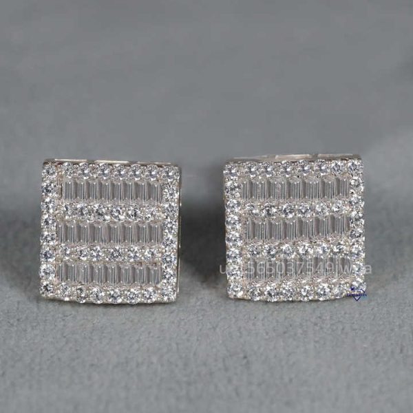 Hot Selling 14kt White Gold Lab Grown Diamond Earring Luxury Jewelry High Quality Women Stud Earrings Latest Design Collection