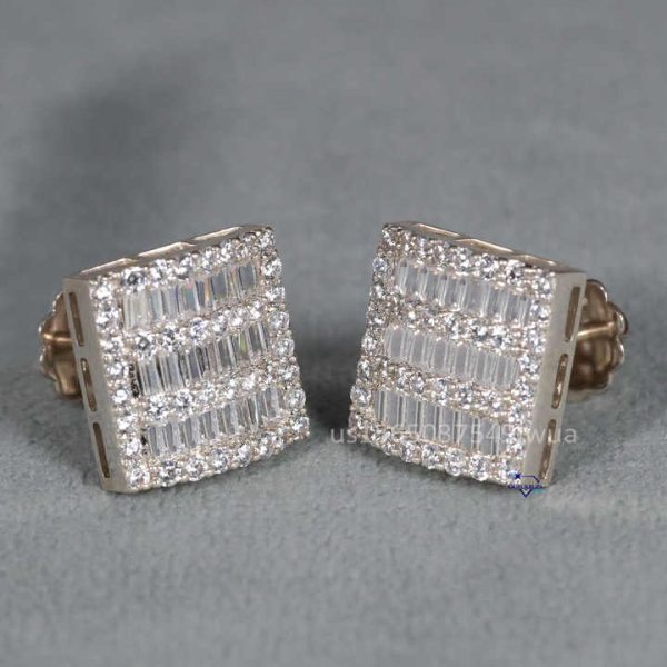 Hot Selling 14kt White Gold Lab Grown Diamond Earring Luxury Jewelry High Quality Women Stud Earrings Latest Design Collection