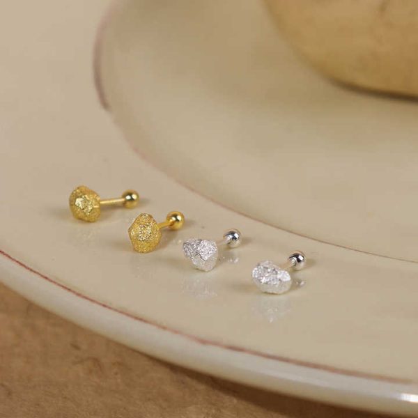 Chris April in Stock Fine Jewelry Sterling Silver 14k Gold Plated Custom Vermeil rocky Screw Clasp Stud Earrings