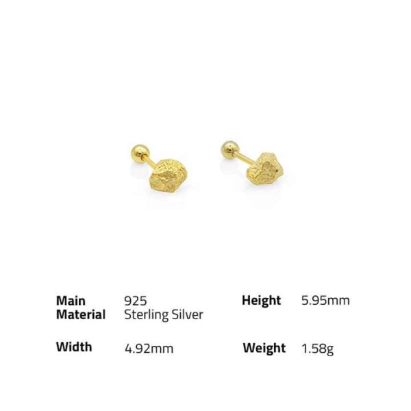 Chris April in Stock Fine Jewelry Sterling Silver 14k Gold Plated Custom Vermeil rocky Screw Clasp Stud Earrings