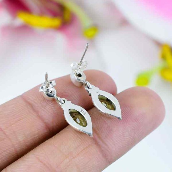 Natural Peridot Blue Topaz Stud Earrings Solid 925 Sterling Silver Bezel Setting Marquise Cut for Wedding Perfect Gift for Women