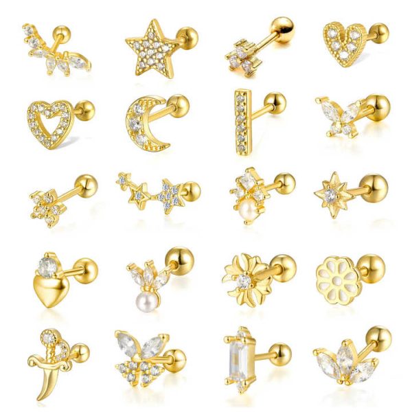 Dropshipping 925 Silver Jewelry Wholesale 925 Sterling Silver Minimalist Small Zircon Stud Earrings Gold Plated Earrings Women