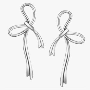925 Sterling Silver Bow Stud Earrings for Women and Girls, Trendy Knot Design Customizable Fine Jewelry