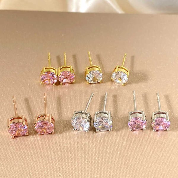 4mm-10mm Classic 925 Sterling Silver Stud Earrings Fine Jewelry with Gold Plating for Gifts or Parties