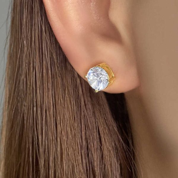 4mm-10mm Classic 925 Sterling Silver Stud Earrings Fine Jewelry with Gold Plating for Gifts or Parties
