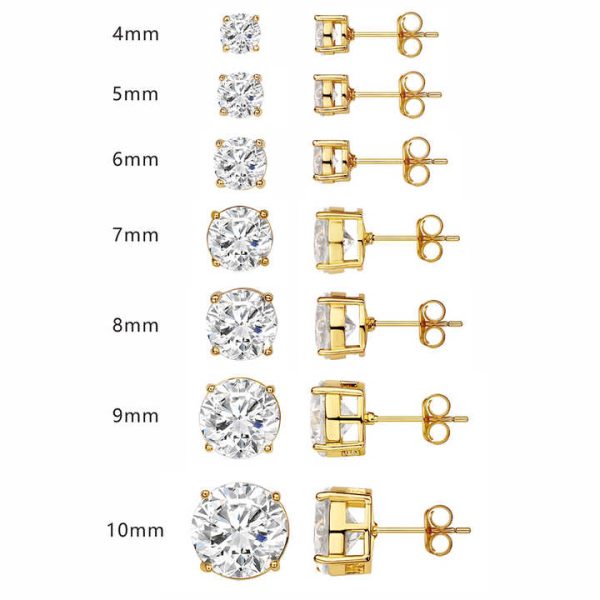 4mm-10mm Classic 925 Sterling Silver Stud Earrings Fine Jewelry with Gold Plating for Gifts or Parties