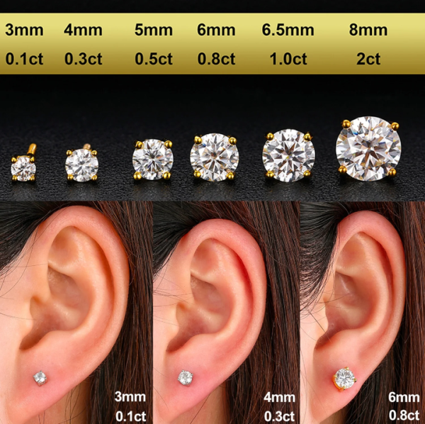 4mm-10mm Classic 925 Sterling Silver Stud Earrings Fine Jewelry with Gold Plating for Gifts or Parties