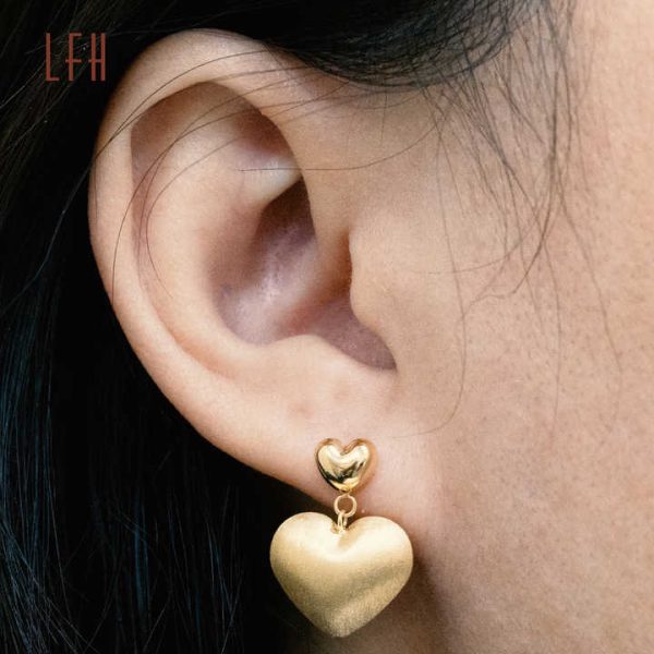Wholesale Fine Jewelry 18K Heart Shape Earrings AU750 Pure 18K Real Gold Pawnable Heart Earring Jewelry Gold 18k Real Gold