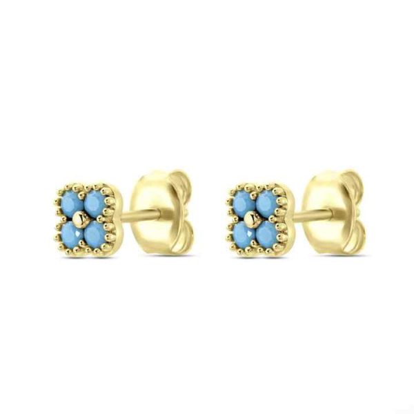 Turquoise Petal Earrings 925 Sterling Silver Inlaid Zircon Earrings Niche Jewelry Earrings