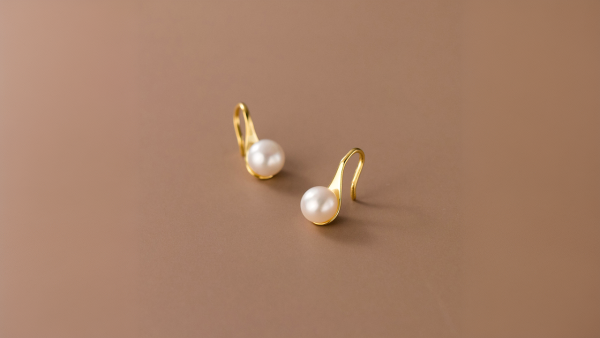 925 Sterling Silver Natural Pearl Stud Earrings for Women Trendy Geometric Jewelry Gift for Wedding Party Anniversary