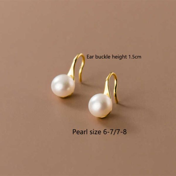 925 Sterling Silver Unique Design Natural Pearl Stud Earrings for Women Korean Style Fashionable Ear Hook Jewelry for Gift