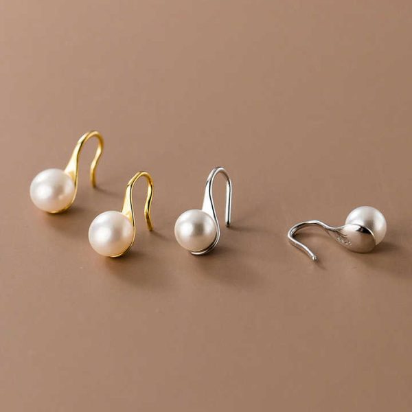 925 Sterling Silver Unique Design Natural Pearl Stud Earrings for Women Korean Style Fashionable Ear Hook Jewelry for Gift